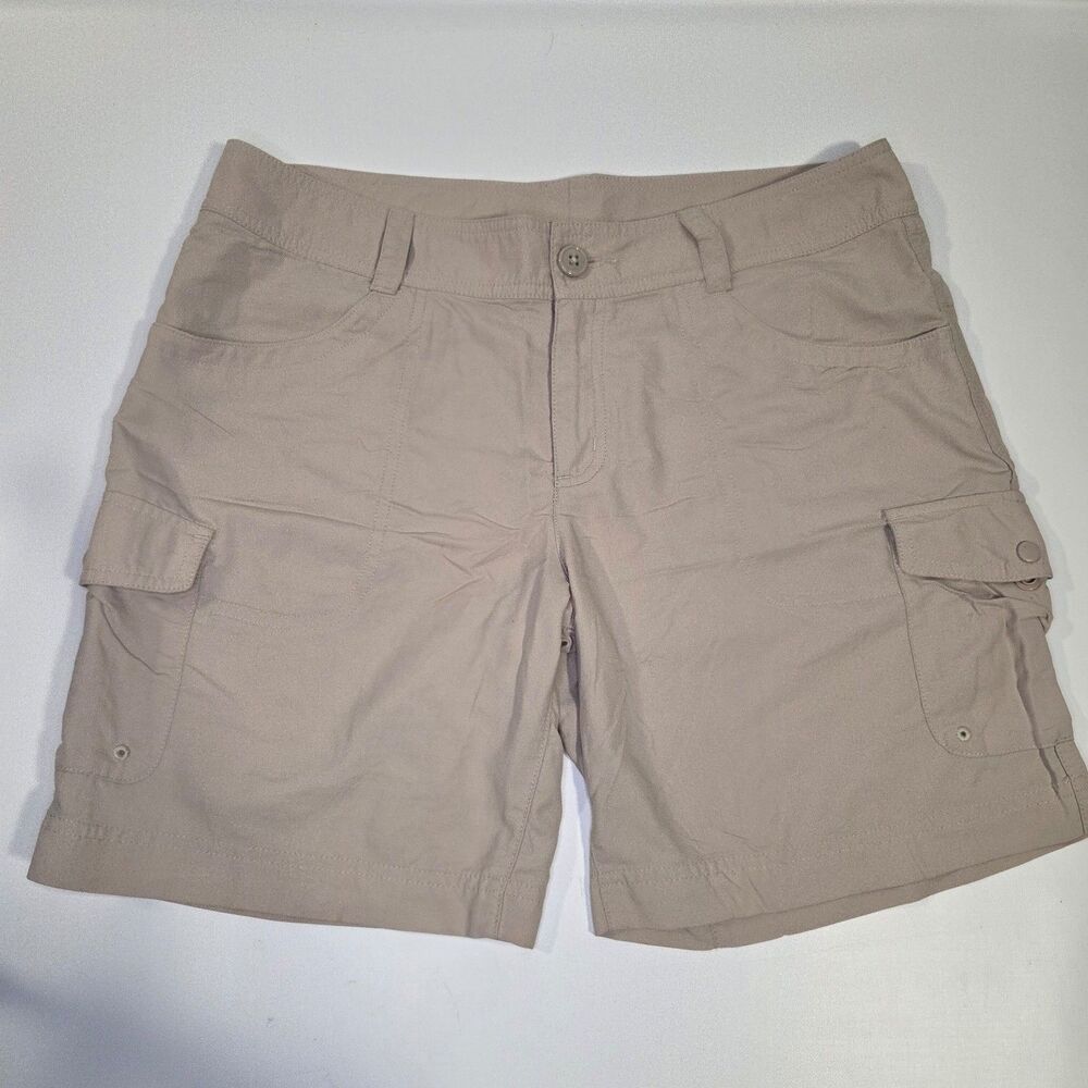 Columbia Omni-Wick Cargo Shorts Women's Size 12 Khaki Nylon Hiking Fishing Golf